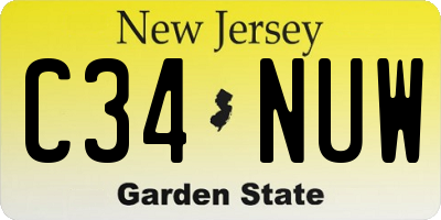 NJ license plate C34NUW