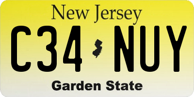 NJ license plate C34NUY