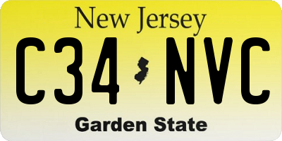 NJ license plate C34NVC