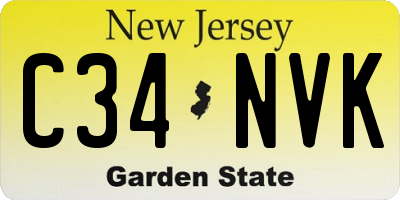 NJ license plate C34NVK