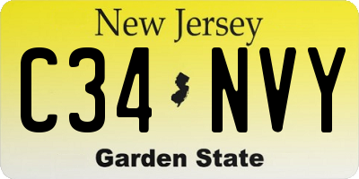 NJ license plate C34NVY