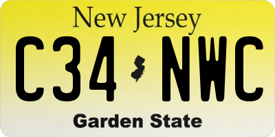 NJ license plate C34NWC