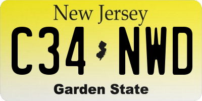 NJ license plate C34NWD