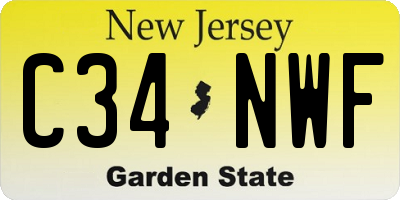NJ license plate C34NWF