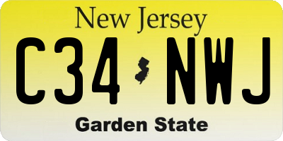 NJ license plate C34NWJ