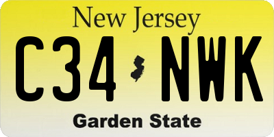 NJ license plate C34NWK