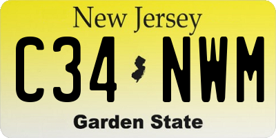 NJ license plate C34NWM
