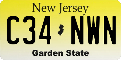 NJ license plate C34NWN