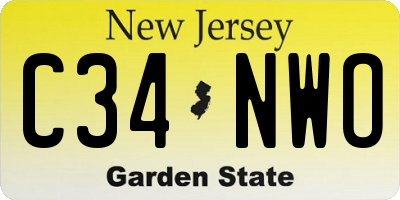 NJ license plate C34NWO