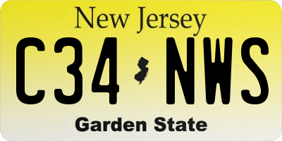 NJ license plate C34NWS