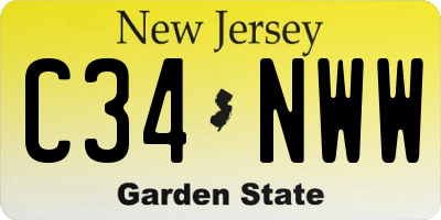 NJ license plate C34NWW