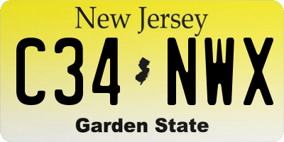 NJ license plate C34NWX