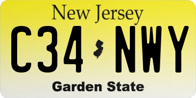 NJ license plate C34NWY