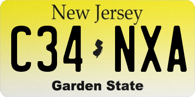 NJ license plate C34NXA