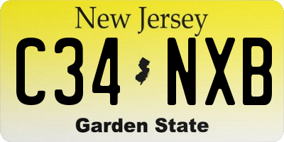 NJ license plate C34NXB