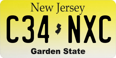 NJ license plate C34NXC