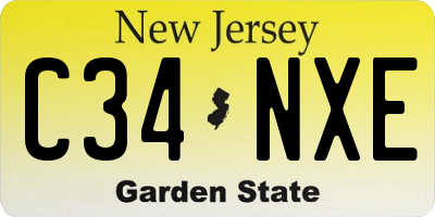 NJ license plate C34NXE