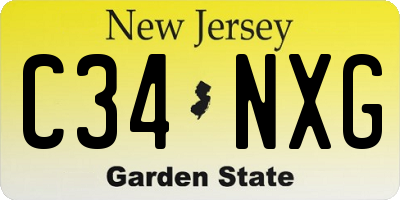 NJ license plate C34NXG