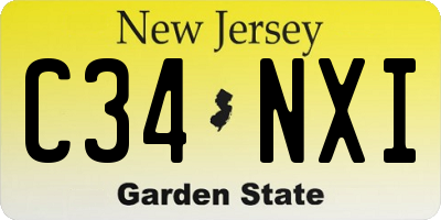 NJ license plate C34NXI