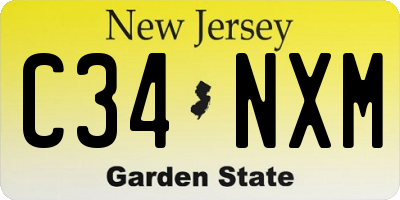 NJ license plate C34NXM