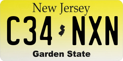 NJ license plate C34NXN
