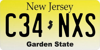 NJ license plate C34NXS