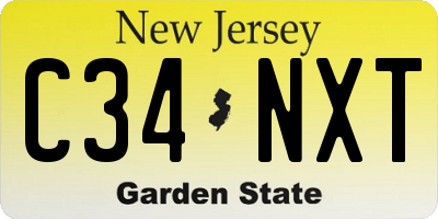 NJ license plate C34NXT