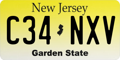 NJ license plate C34NXV