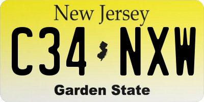 NJ license plate C34NXW