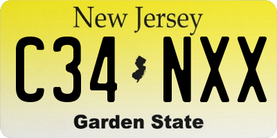 NJ license plate C34NXX
