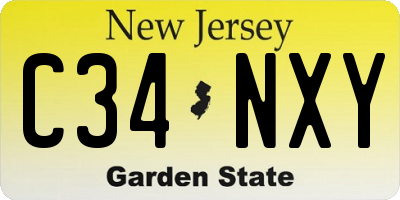 NJ license plate C34NXY