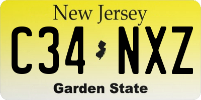 NJ license plate C34NXZ