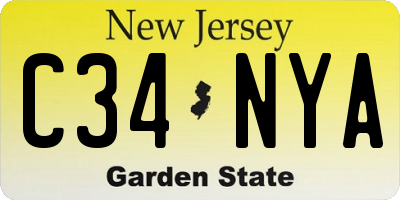 NJ license plate C34NYA