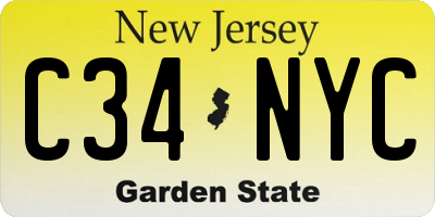NJ license plate C34NYC