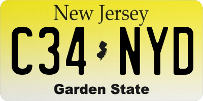 NJ license plate C34NYD