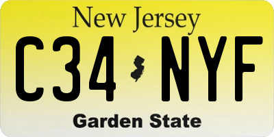 NJ license plate C34NYF