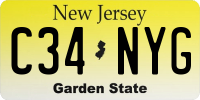 NJ license plate C34NYG