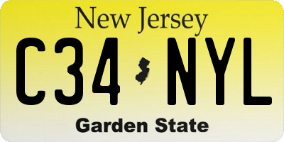 NJ license plate C34NYL