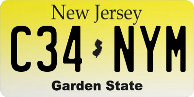NJ license plate C34NYM