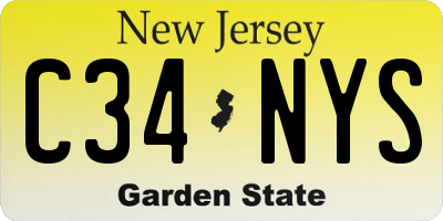 NJ license plate C34NYS