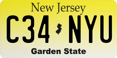 NJ license plate C34NYU