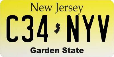 NJ license plate C34NYV