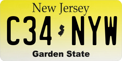 NJ license plate C34NYW