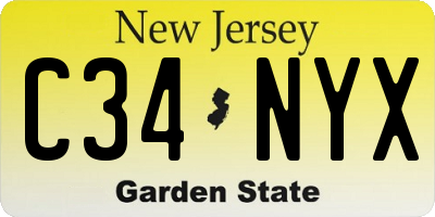 NJ license plate C34NYX