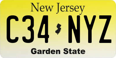 NJ license plate C34NYZ