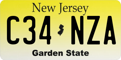 NJ license plate C34NZA