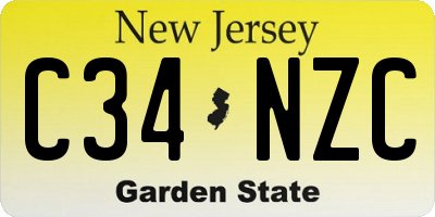 NJ license plate C34NZC