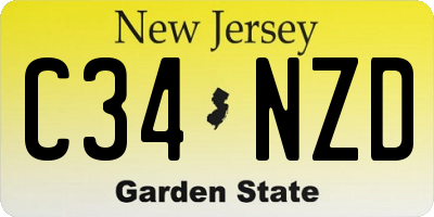 NJ license plate C34NZD