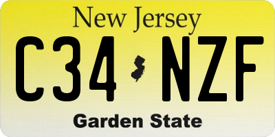 NJ license plate C34NZF