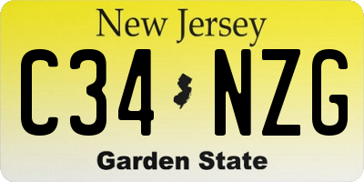 NJ license plate C34NZG